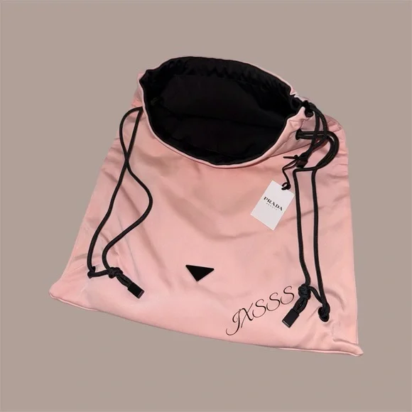 Prada Beauty Pink Drawstring Backpack Bag Pouch Prada Beauty VIP GWP Black & Pink Reversible Drawstring  main image 4